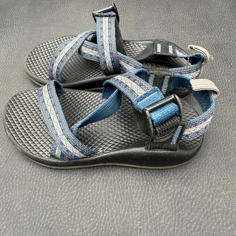 Chaco Sandals Blue Gray Geometric Stripe‎ Kids Size 12 - Picture 4 of 5